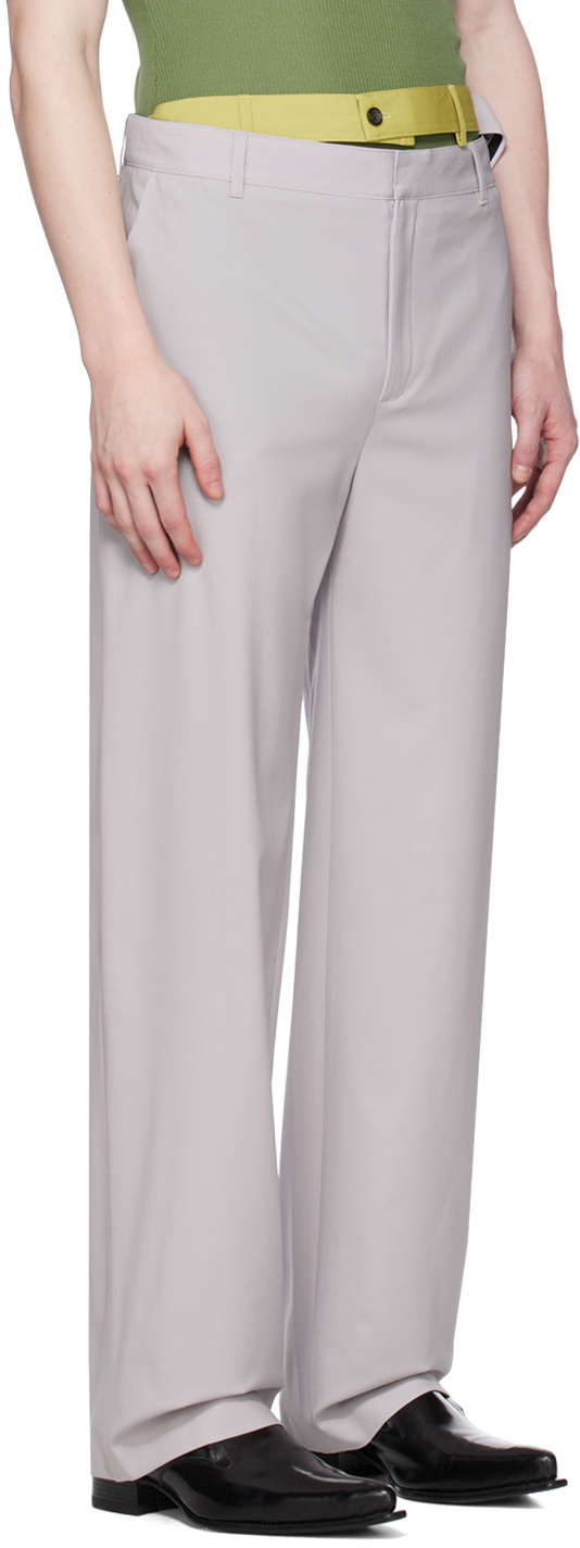 Y/project Gray Multi Waistband Trousers In White
