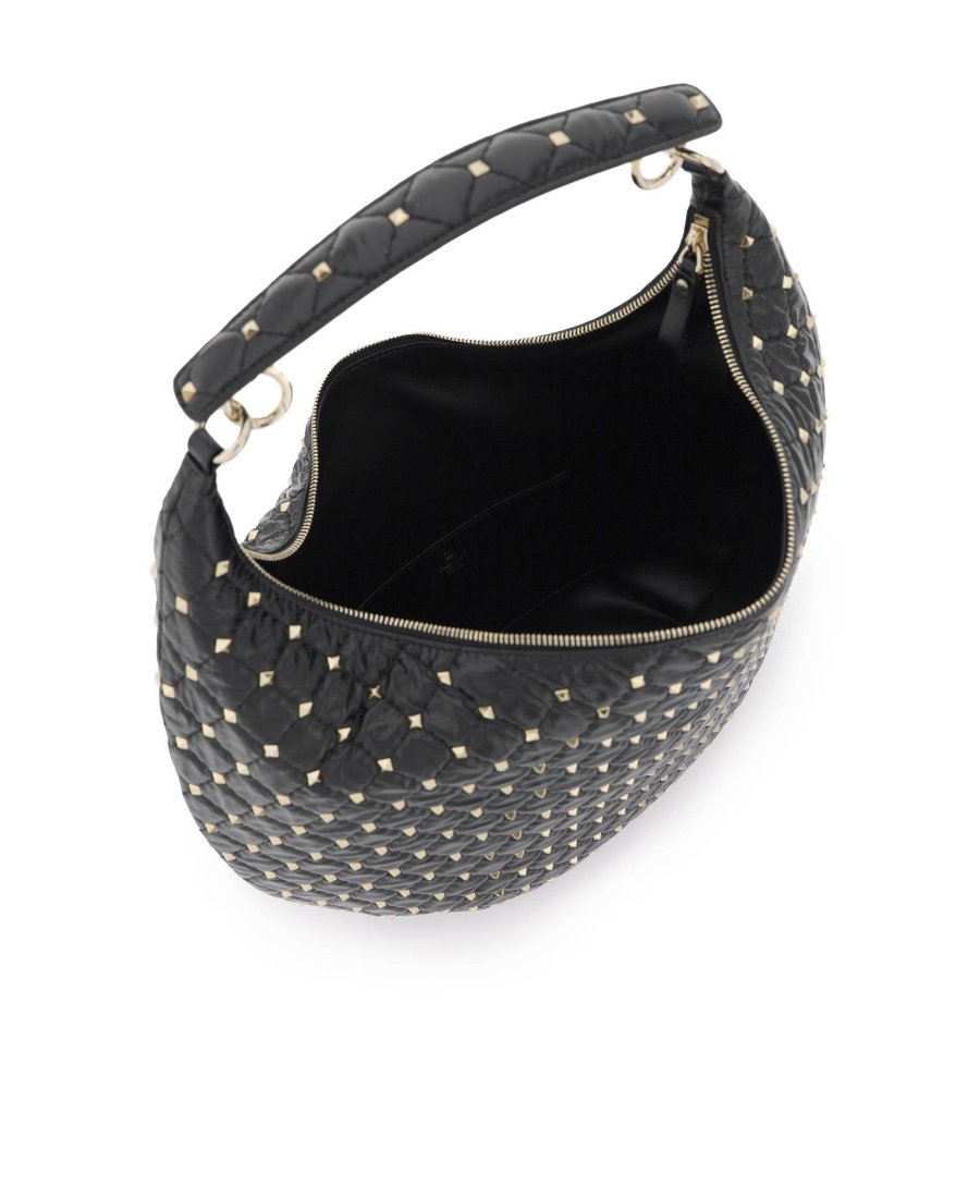 Valentino Rockstud Spike Lambskin Shoulder Bag In Black