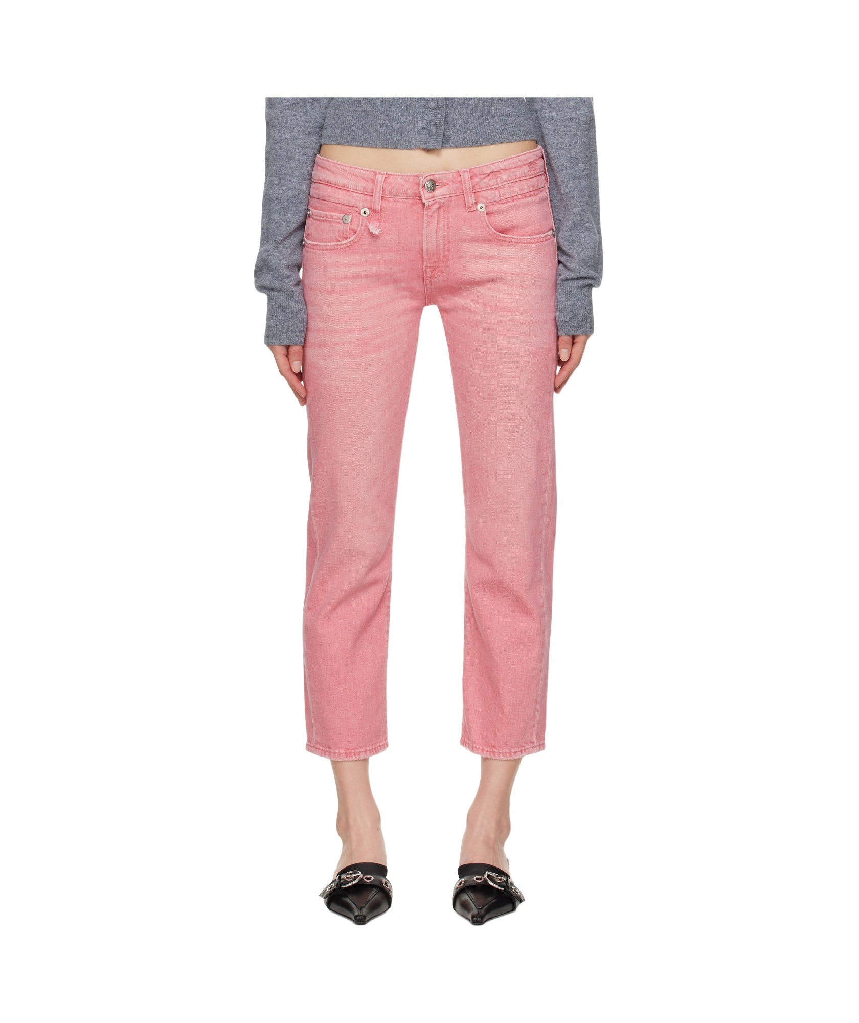 R13 Pink Boy Straight Jeans In Pink