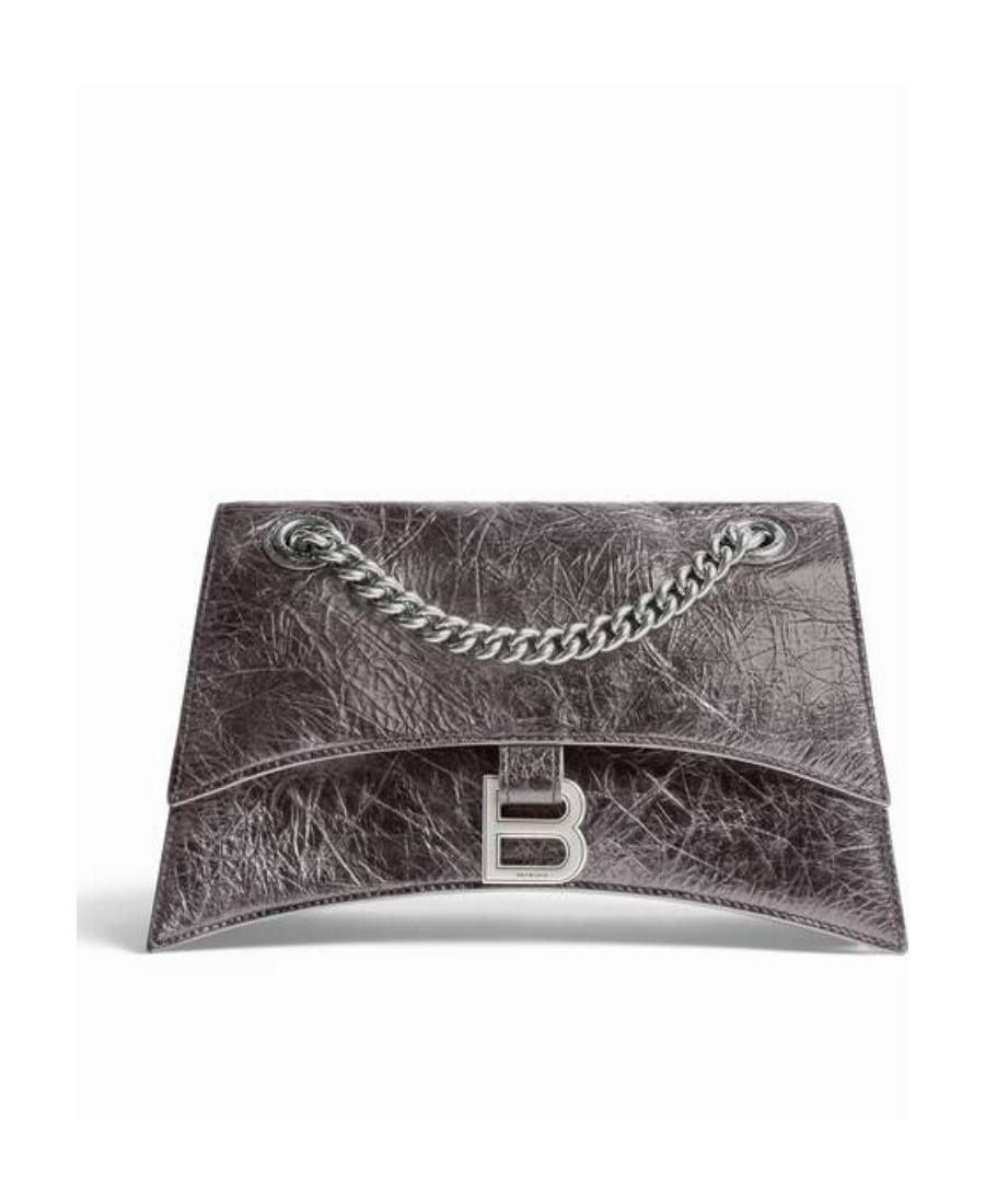 Balenciaga Small Crush Leather Shoulder Bag In Black