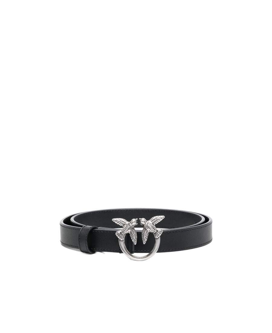 Shop Pinko Love Bird Plaque Buckle Belt In Black