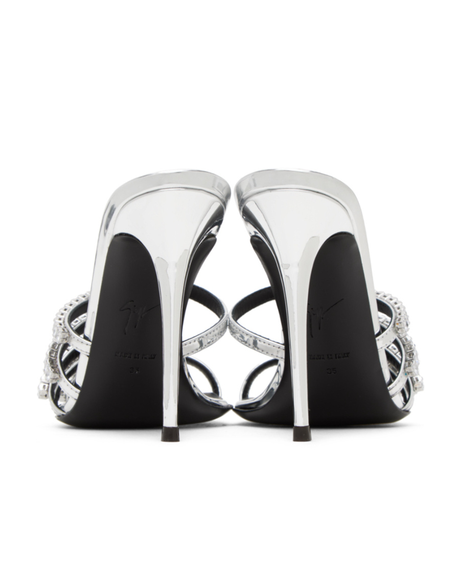 Giuseppe Zanotti Silver Intriigo Heeled Sandals In White