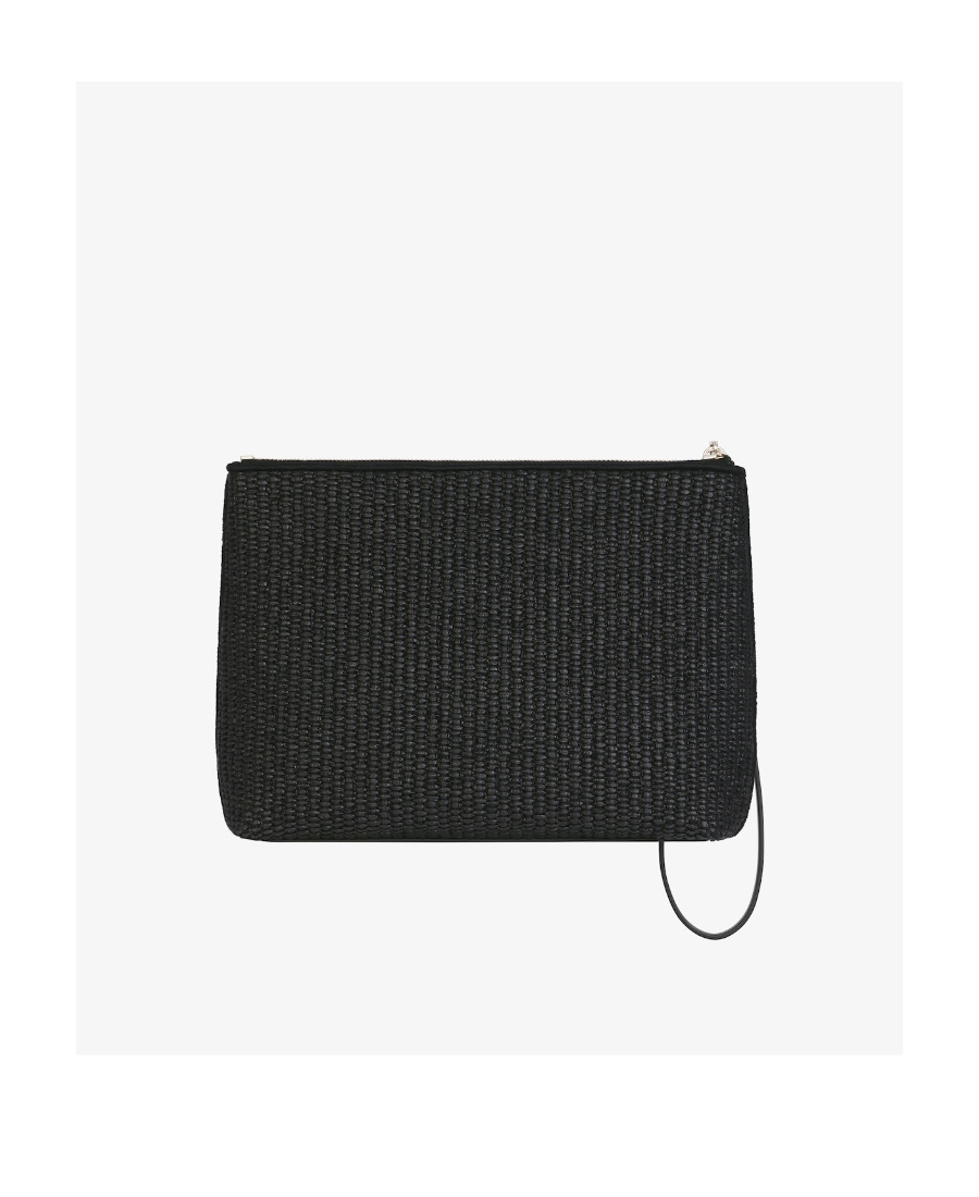 Givenchy Logo-print Raffia Clutch Bag In Black