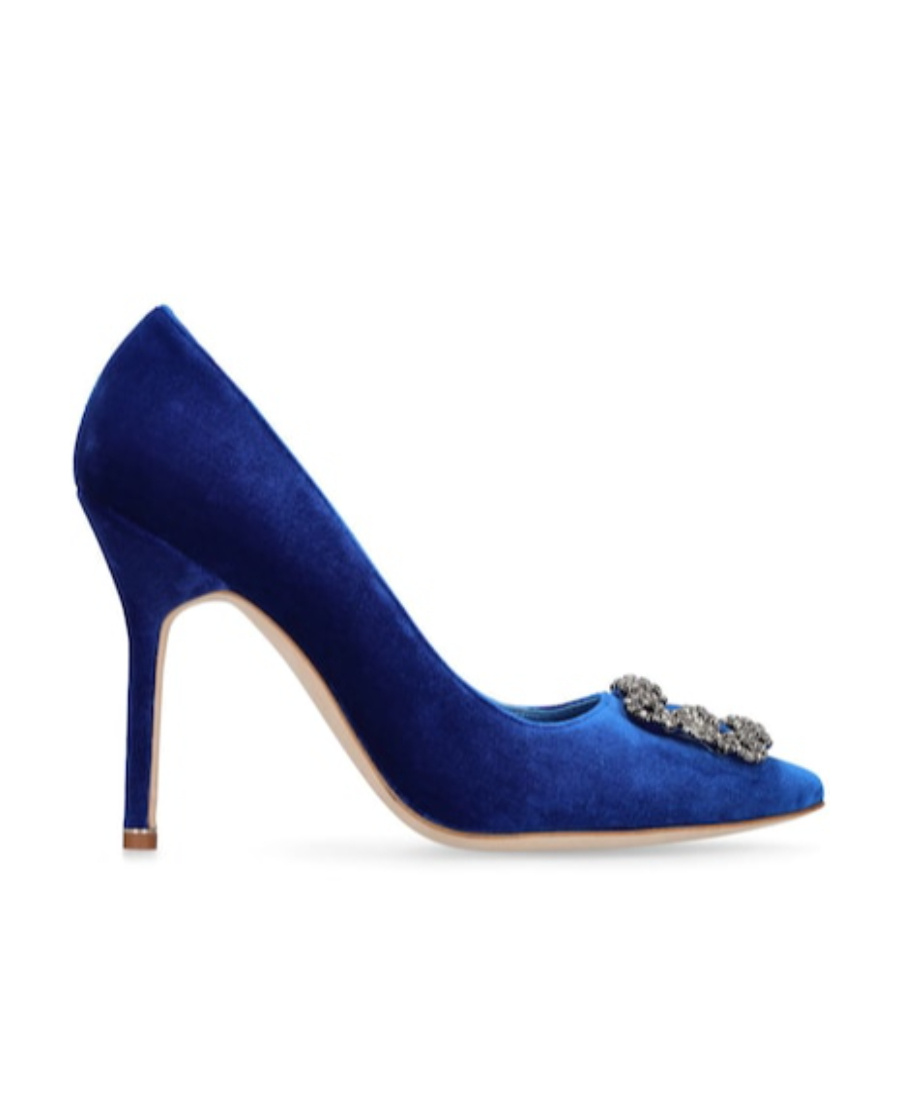Manolo Blahnik Hangisi Decorates Velvet High Heels