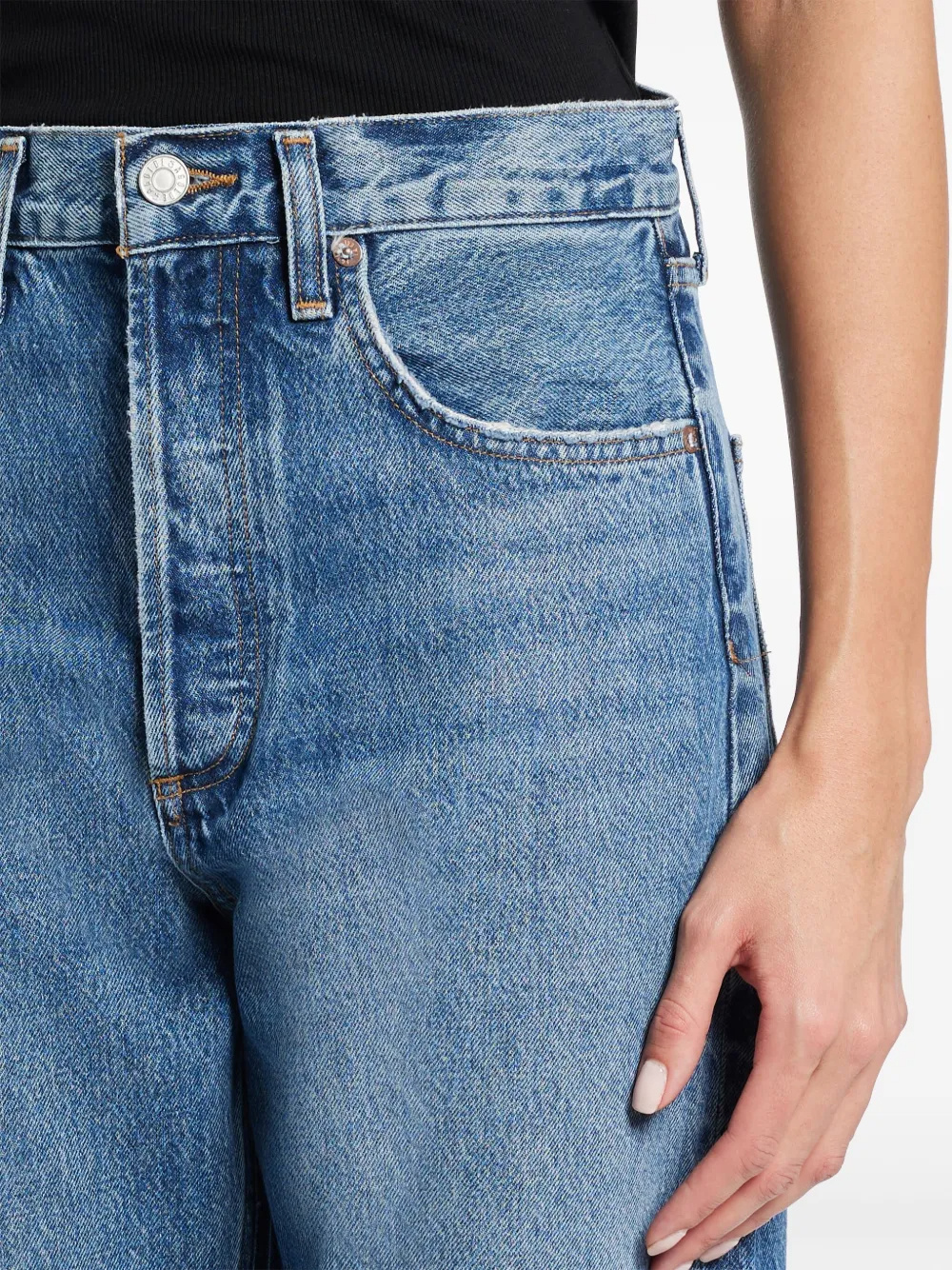 Agolde Denim Trousers With Belt Loops In Blue