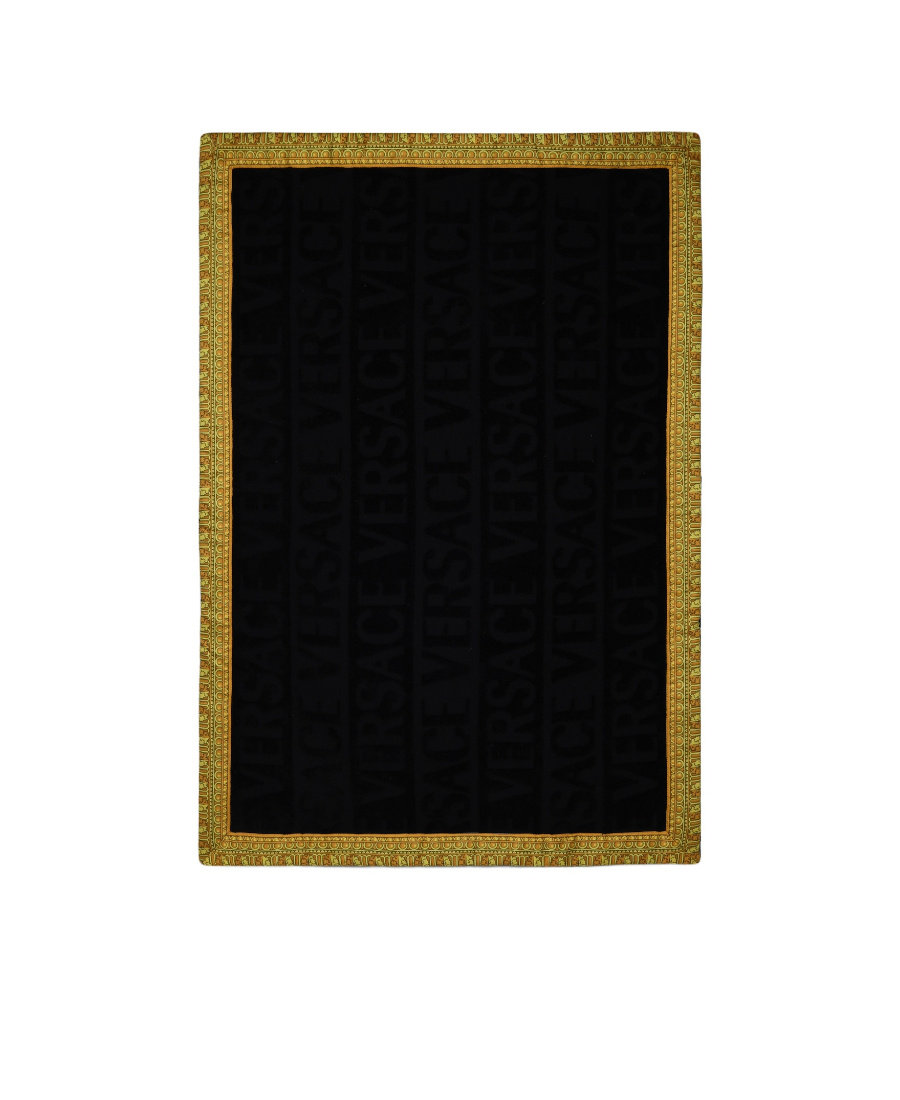 Versace Logo-jacquard Cotton Bathmat (58cm X 80cm) In Black