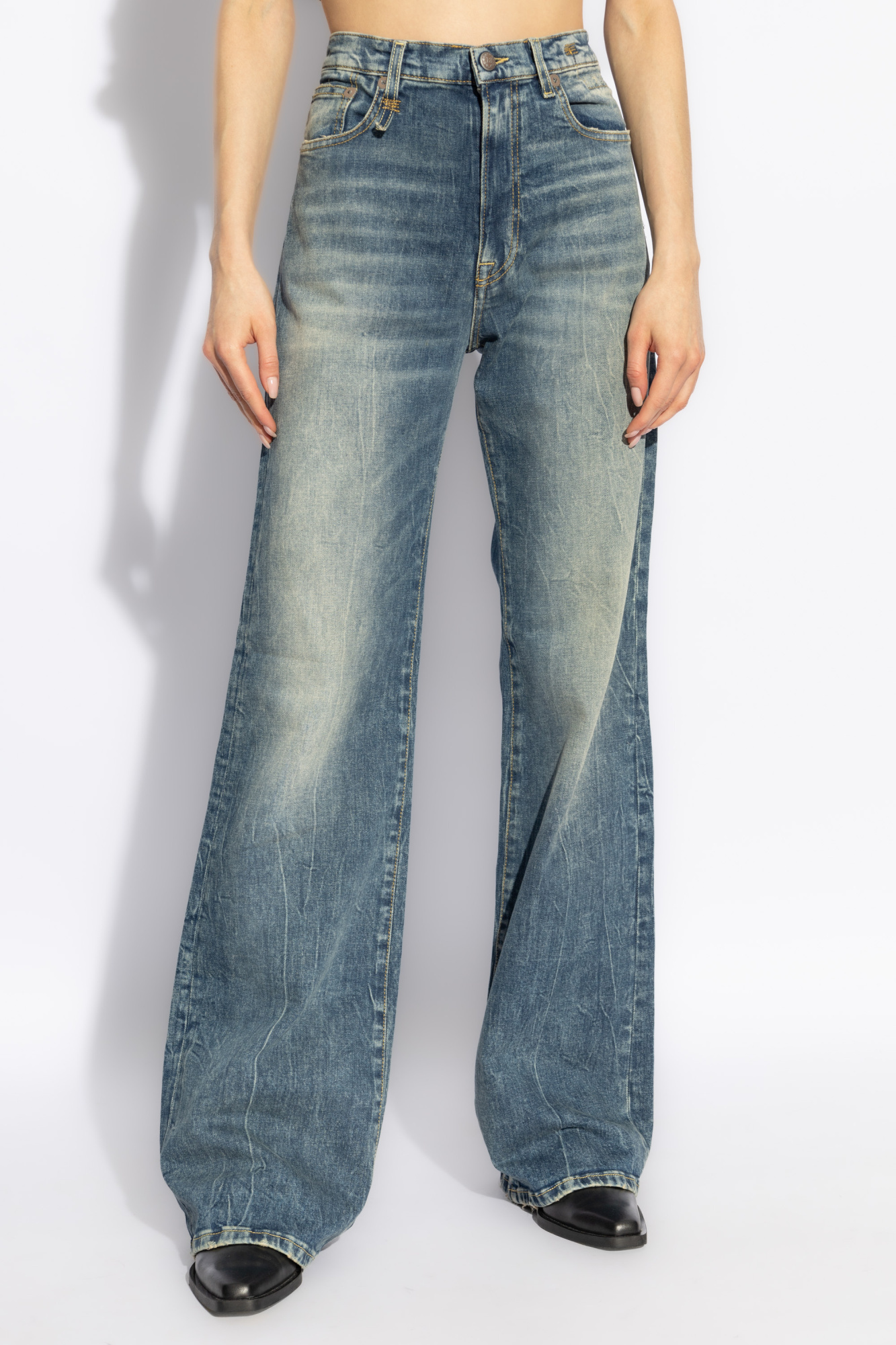 R13 Vintage Effect Jeans In Gray