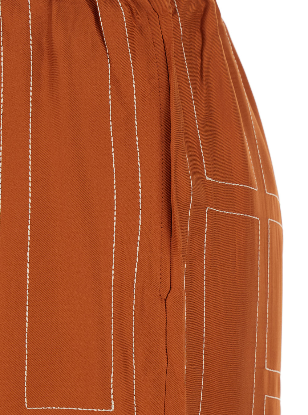 Totême Womens Contrast-stitch Silk Pyjama-style Bottoms Terracotta In Orange