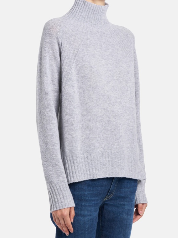 Dondup Fit Polo Neck Jumper In Cashmere Wool In Gray