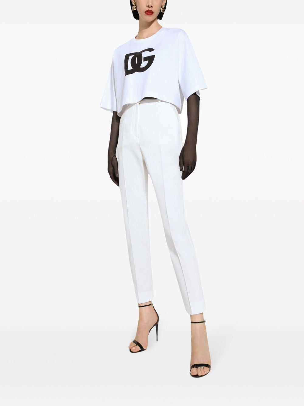 Dolce & Gabbana High-waisted Gabardine Trousers In White