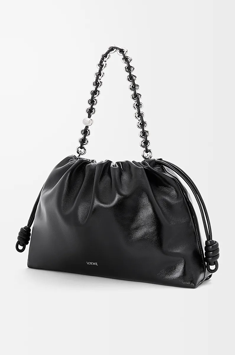 Loewe Large Leather Flamenco Purse Shoulder Bag In Black