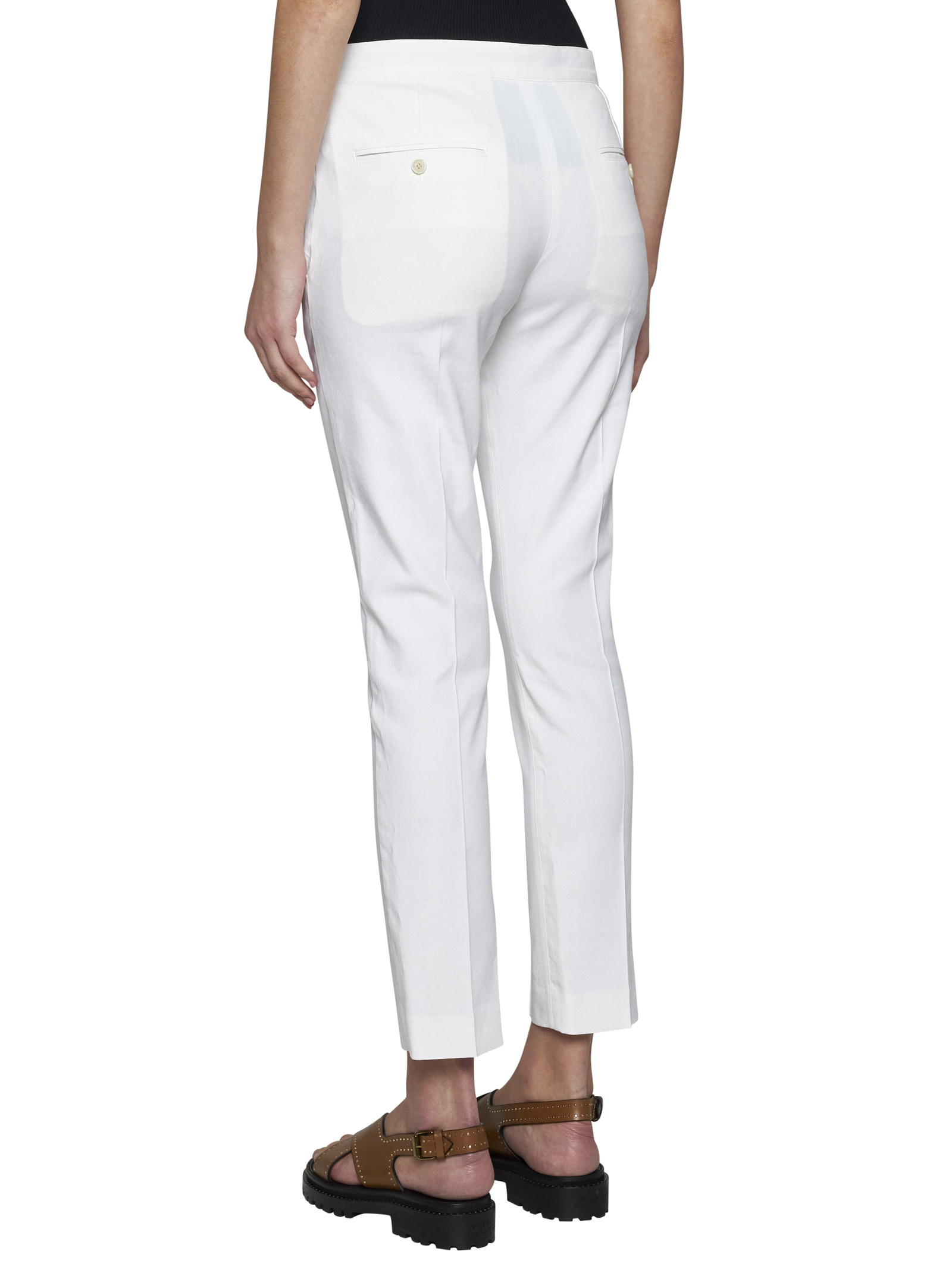 Isabel Marant Straight-leg Cropped Slim-cut Trousers In White
