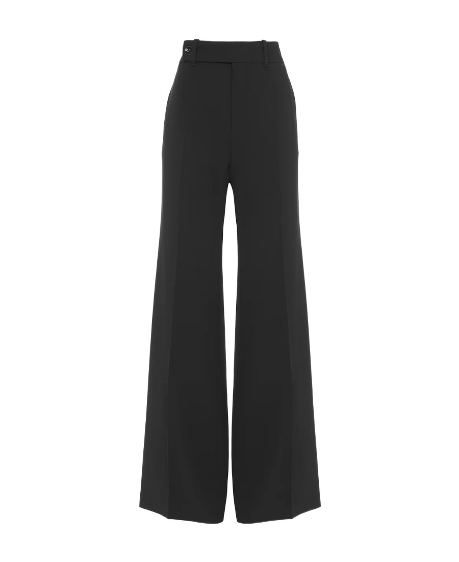 Chloé Flared Wool Trousers Asymmetrical Hems In Black