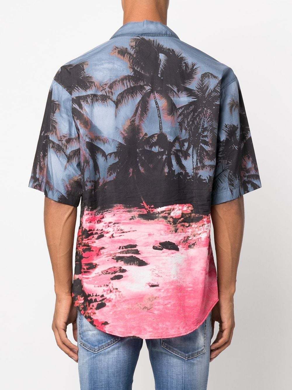 Shop Dsquared2 Palm Tree-print Short-sleeved Shirt In Black
