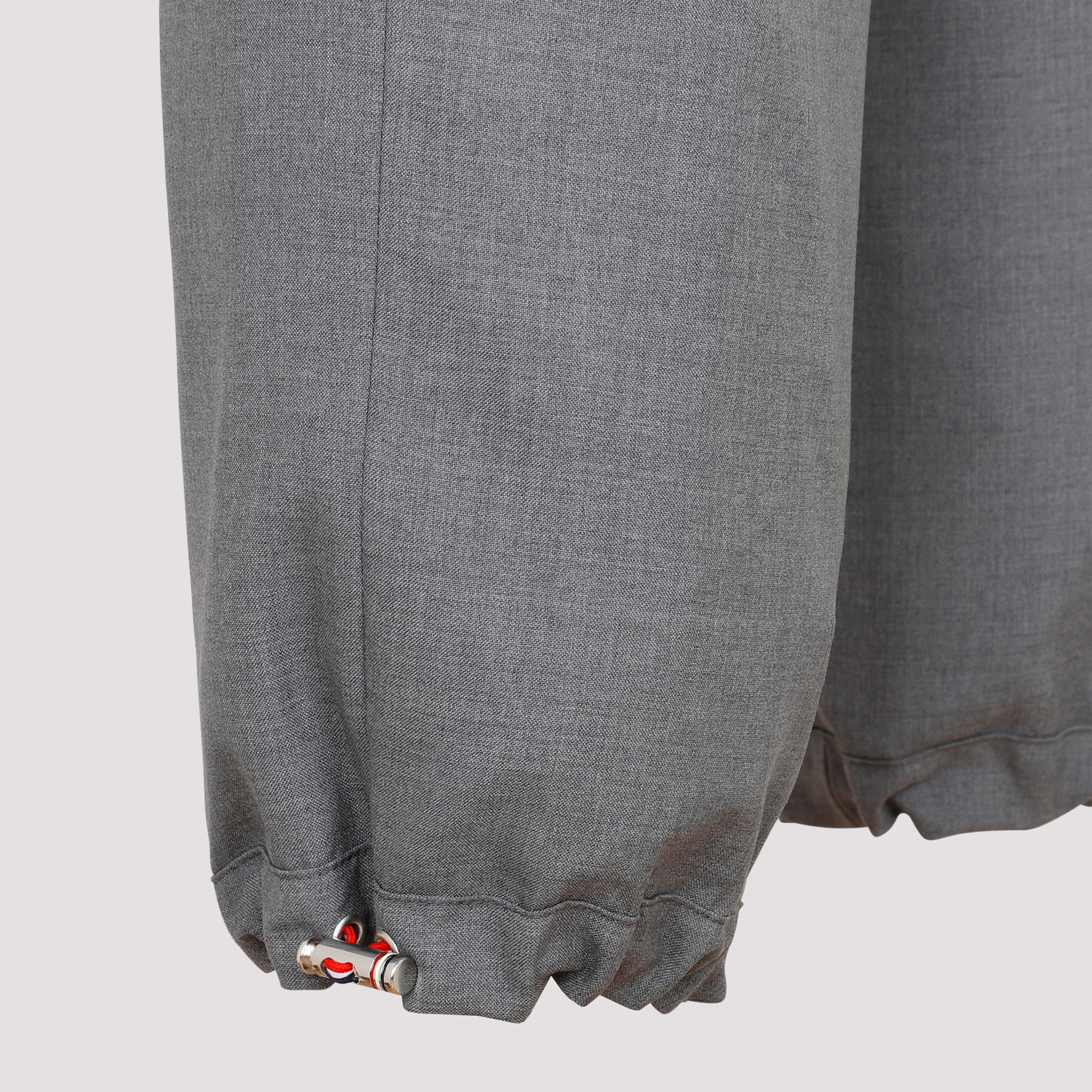 Shop Thom Browne Track Trouser W/ Elastic Waist Drawcord Cuffs In Engineered 4 Bar Plain Weave Suiting In Gray