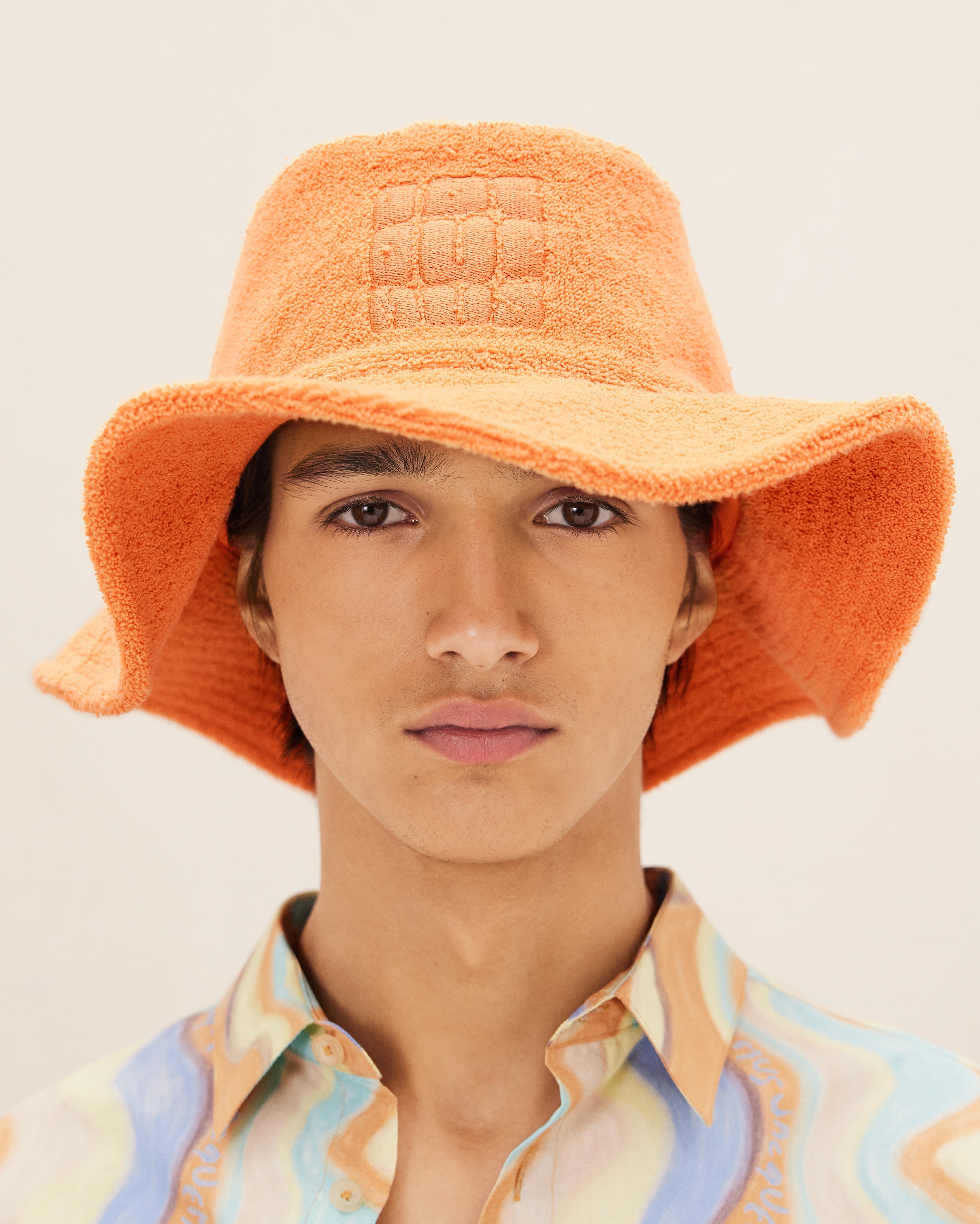 Jacquemus Le Bob Bandho Terry-cloth Bucket Hat In Orange