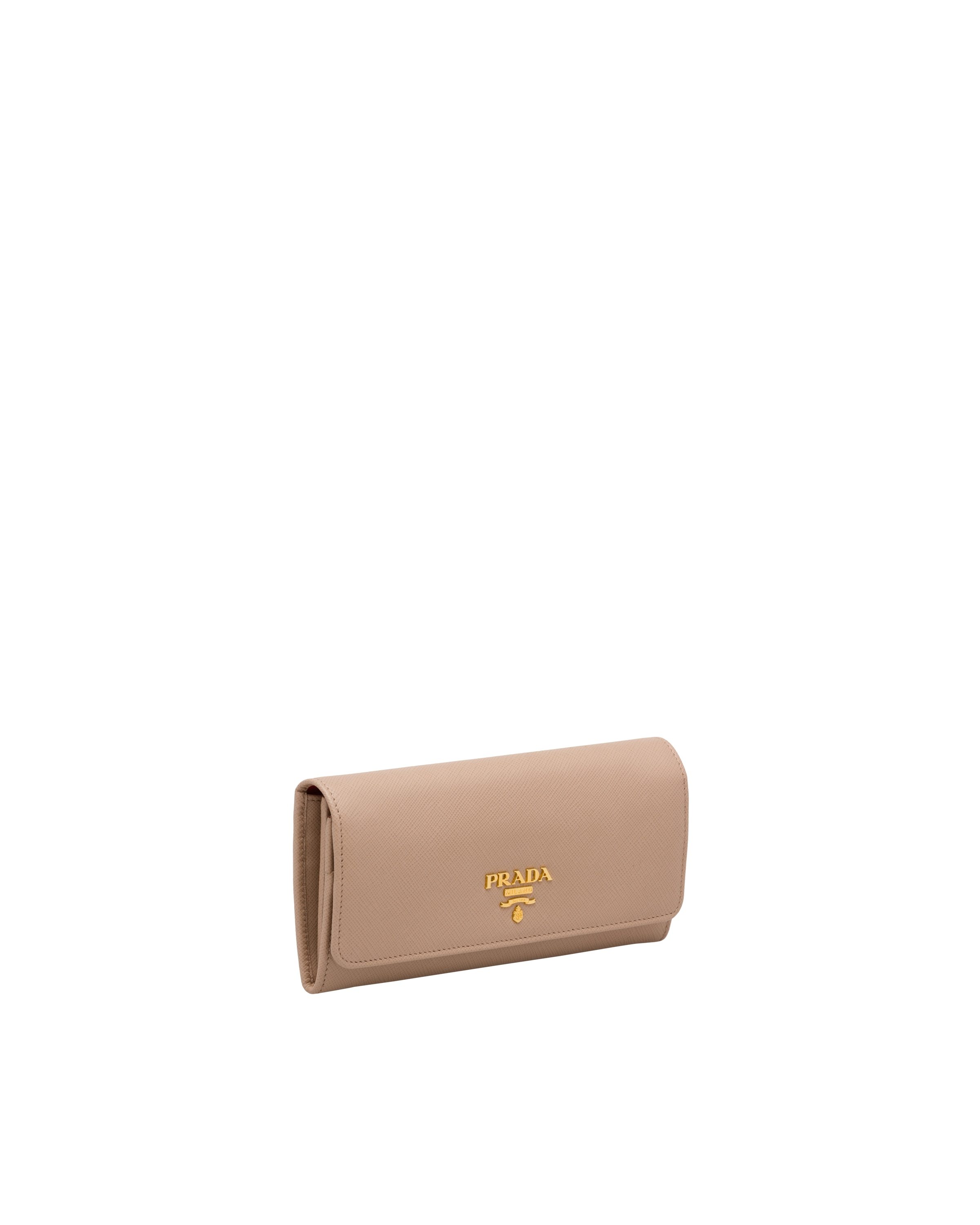 Prada Dark Beige Saffiano Leather Flap Continental Wallet In Nude