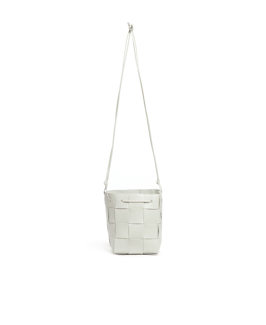 Bottega Veneta Small Cassette Woven Bucket Shoulder Bag In Gray