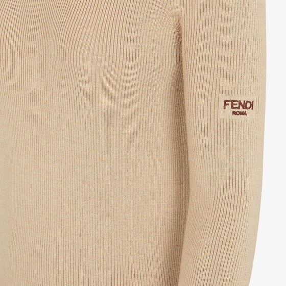 Fendi Beige Wool And Silk Dress In Nude