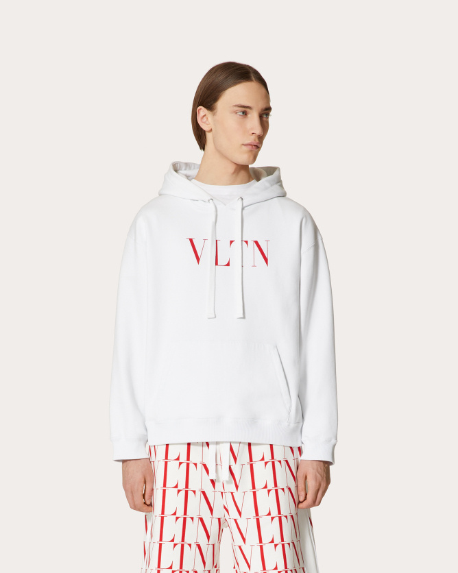 Valentino Cotton Sweatshirt With Vltn Logo In White