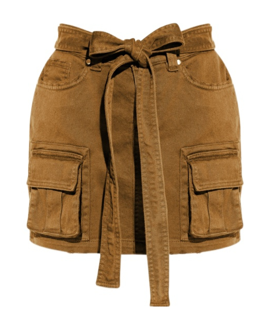 Blumarine Fitted Cargo Skirt In Brown