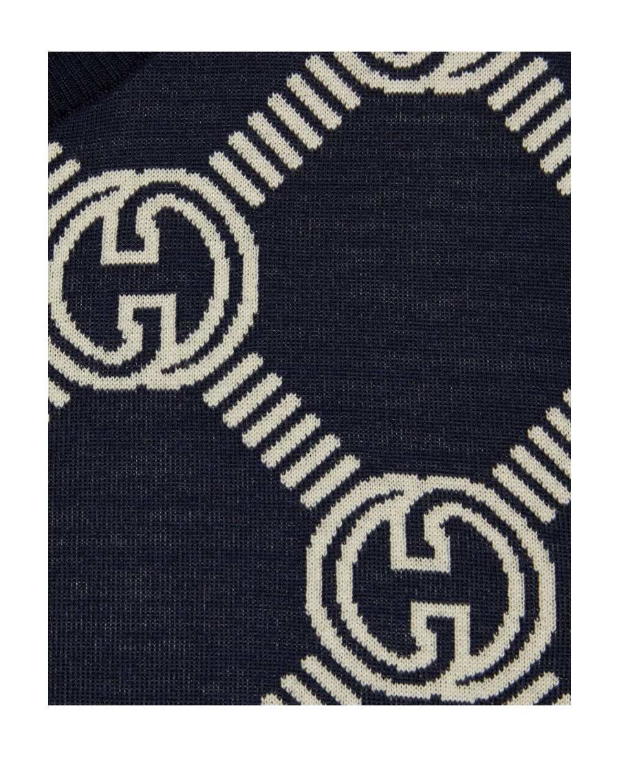 Gucci Reversible Gg Wool Jacquard Top In Black