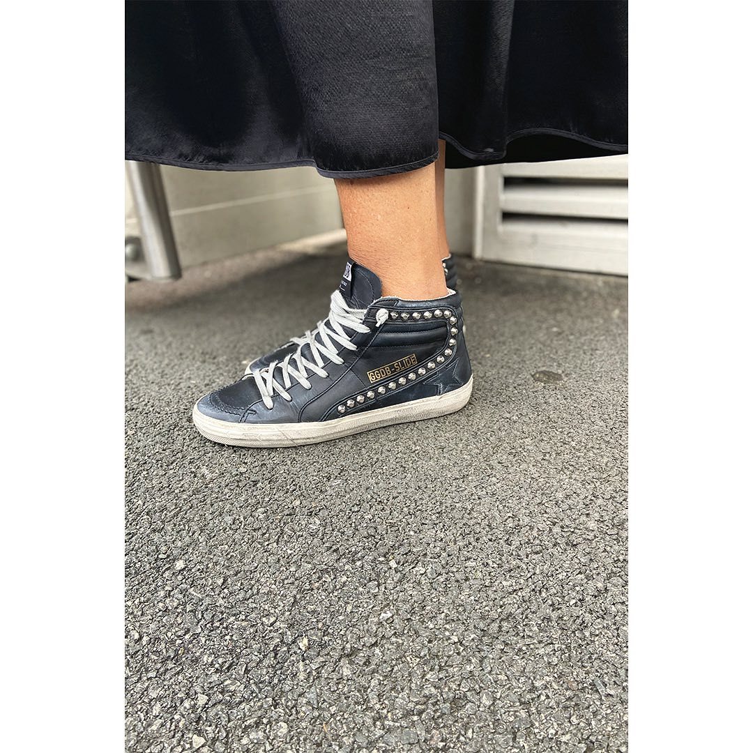 Golden Goose Slide Hi-top Sneakers In Black