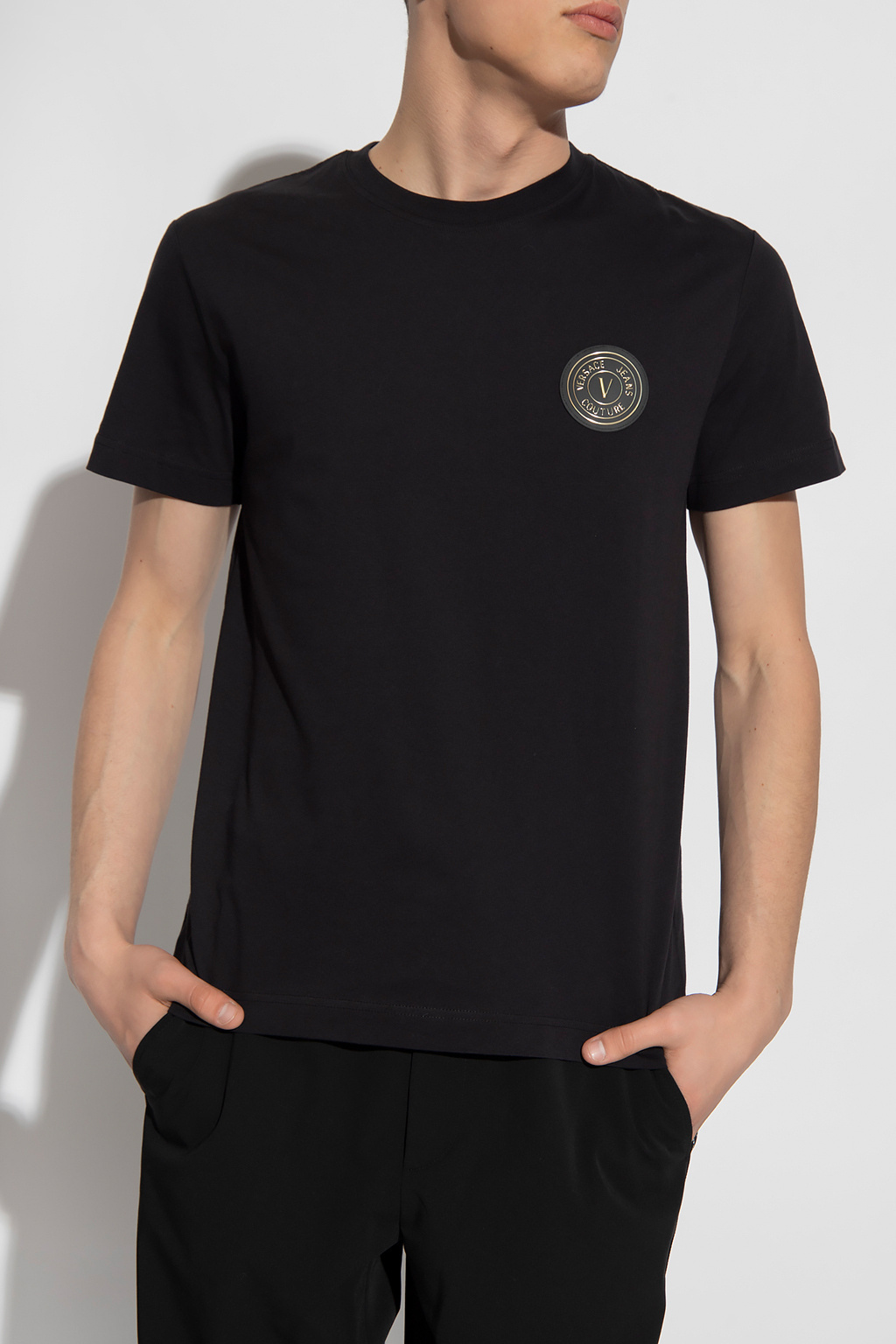 Versace Jeans Logo-print T-shirt In Black
