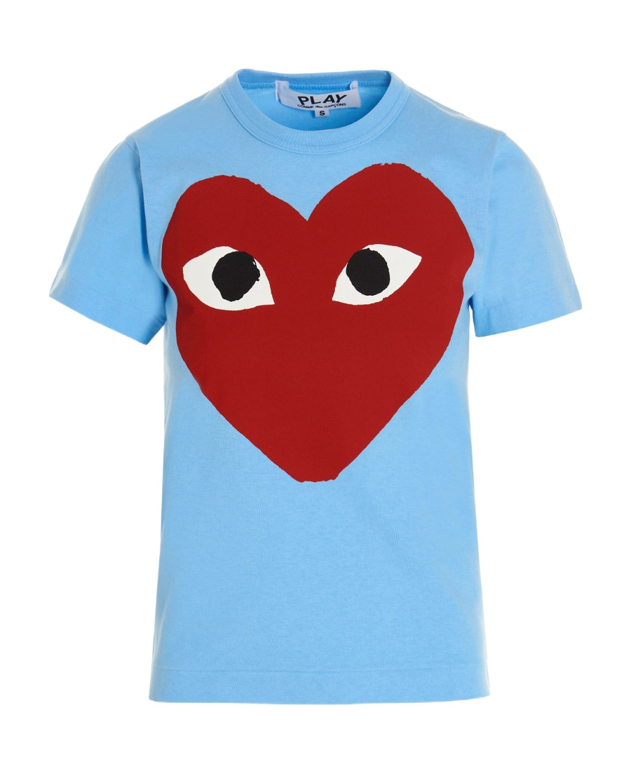 Comme Des Garçons Play Round-necked Cotton T-shirt In Red