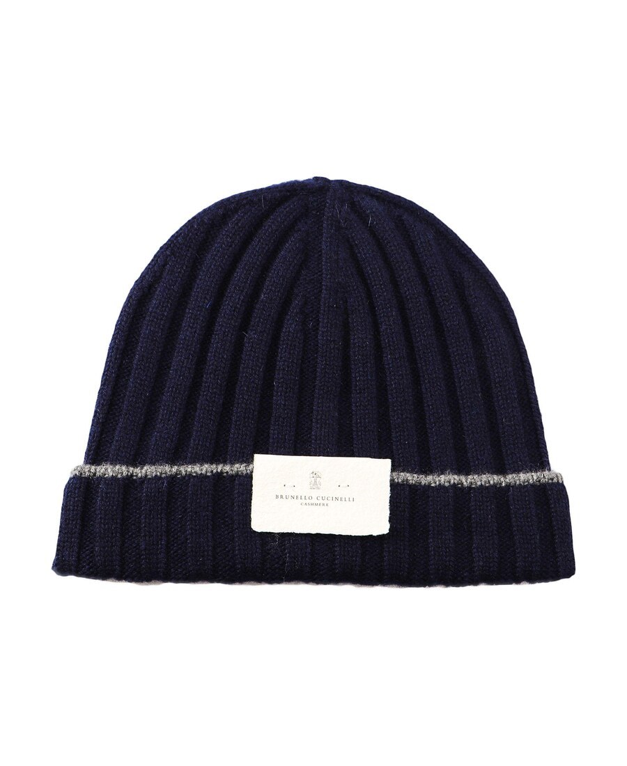 Brunello Cucinelli Contrast-trim Cashmere Beanie In Black
