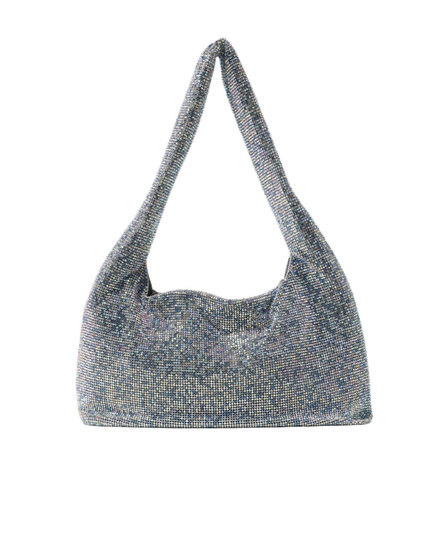 Kara Crystal Mesh Armpit Mini Bag In Gray