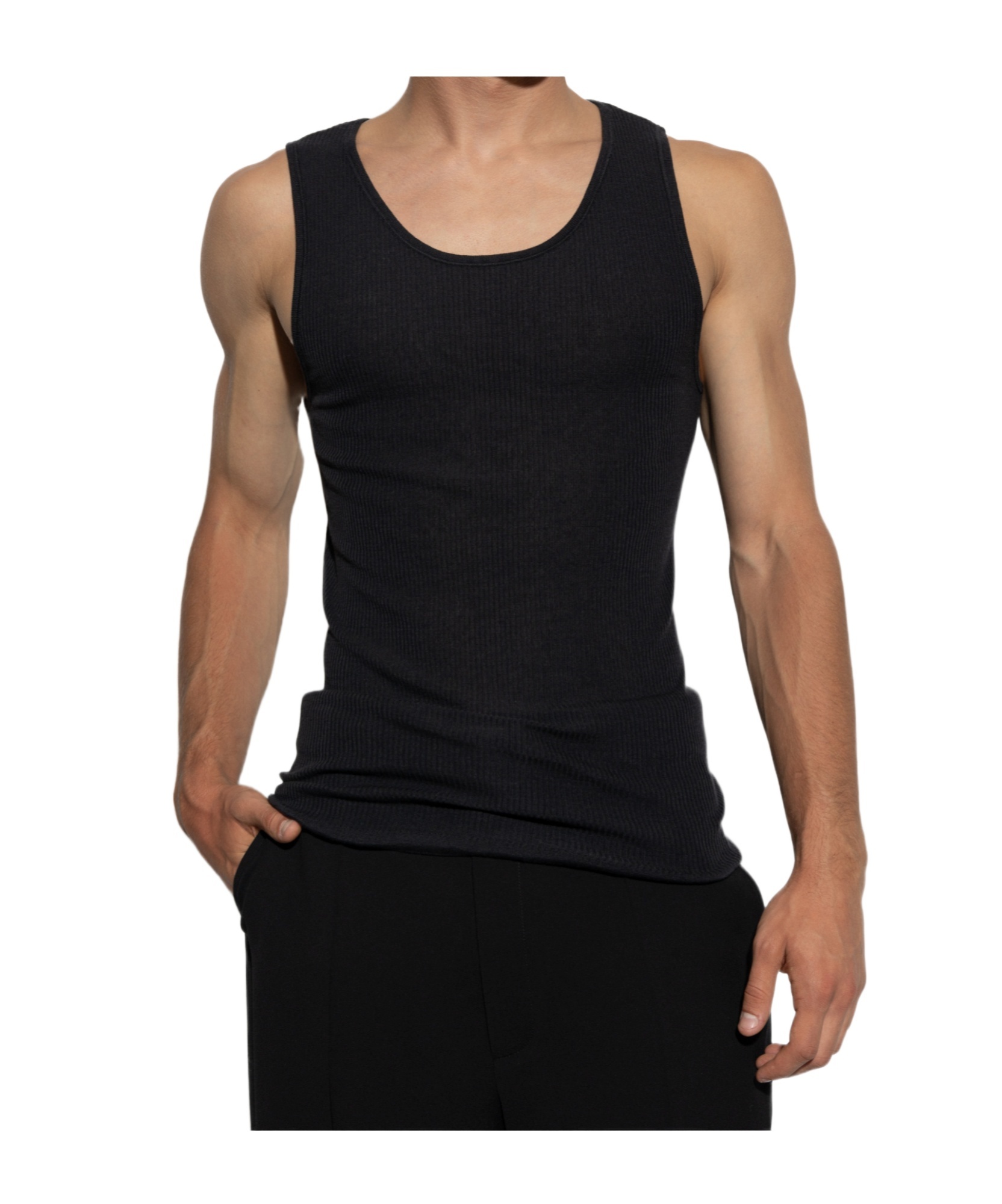 Lemaire Ribbed Wool Tank Top In Black