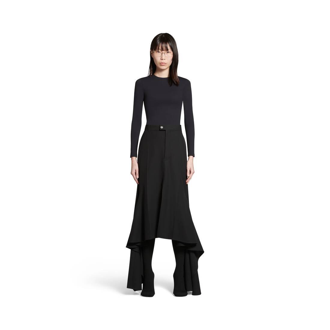Balenciaga Deconstructed Godet Midi Skirt In Black