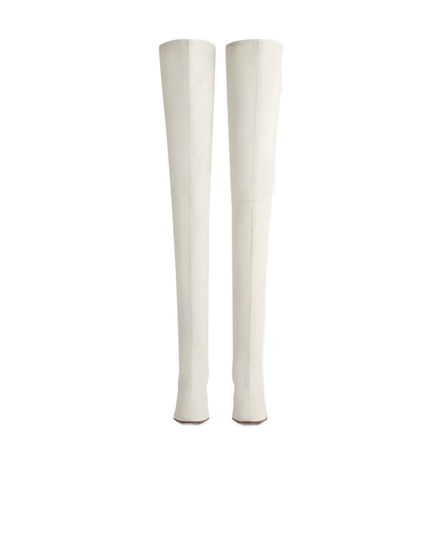 Bottega Veneta High-heeled Knee-high Boots In White