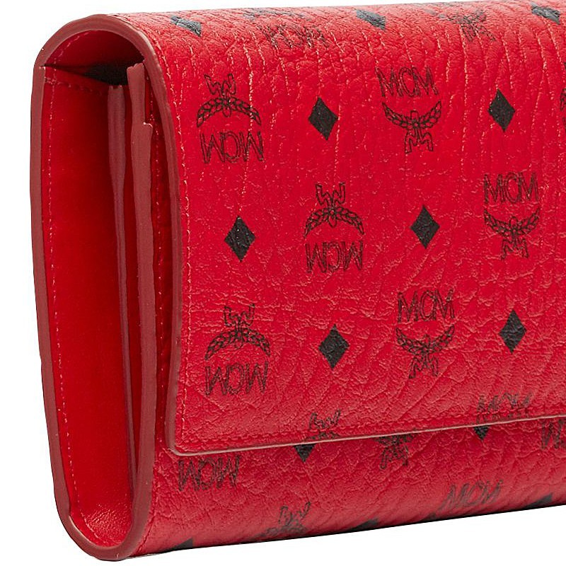 Mcm Alphabetical Print Flip Wallet In Red