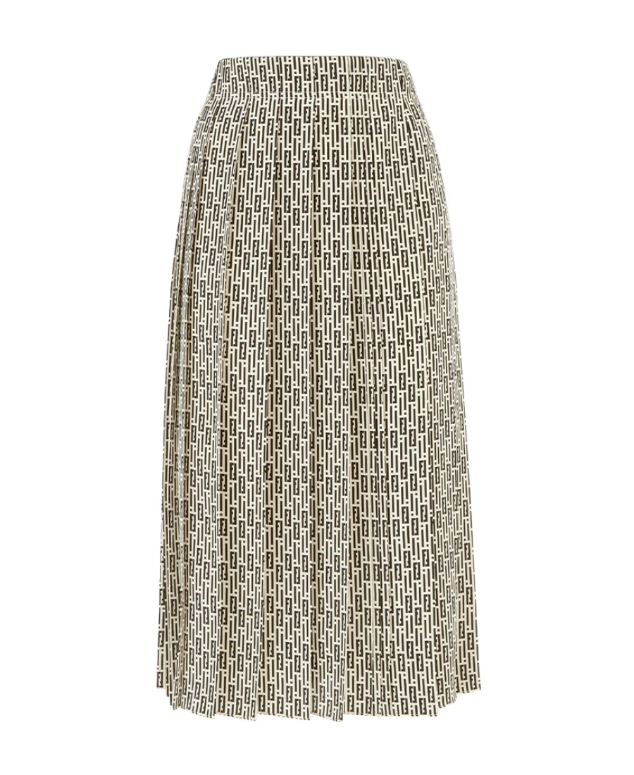 Shop Fendi Printed Crêpe De Chine Skirt In Multicolor