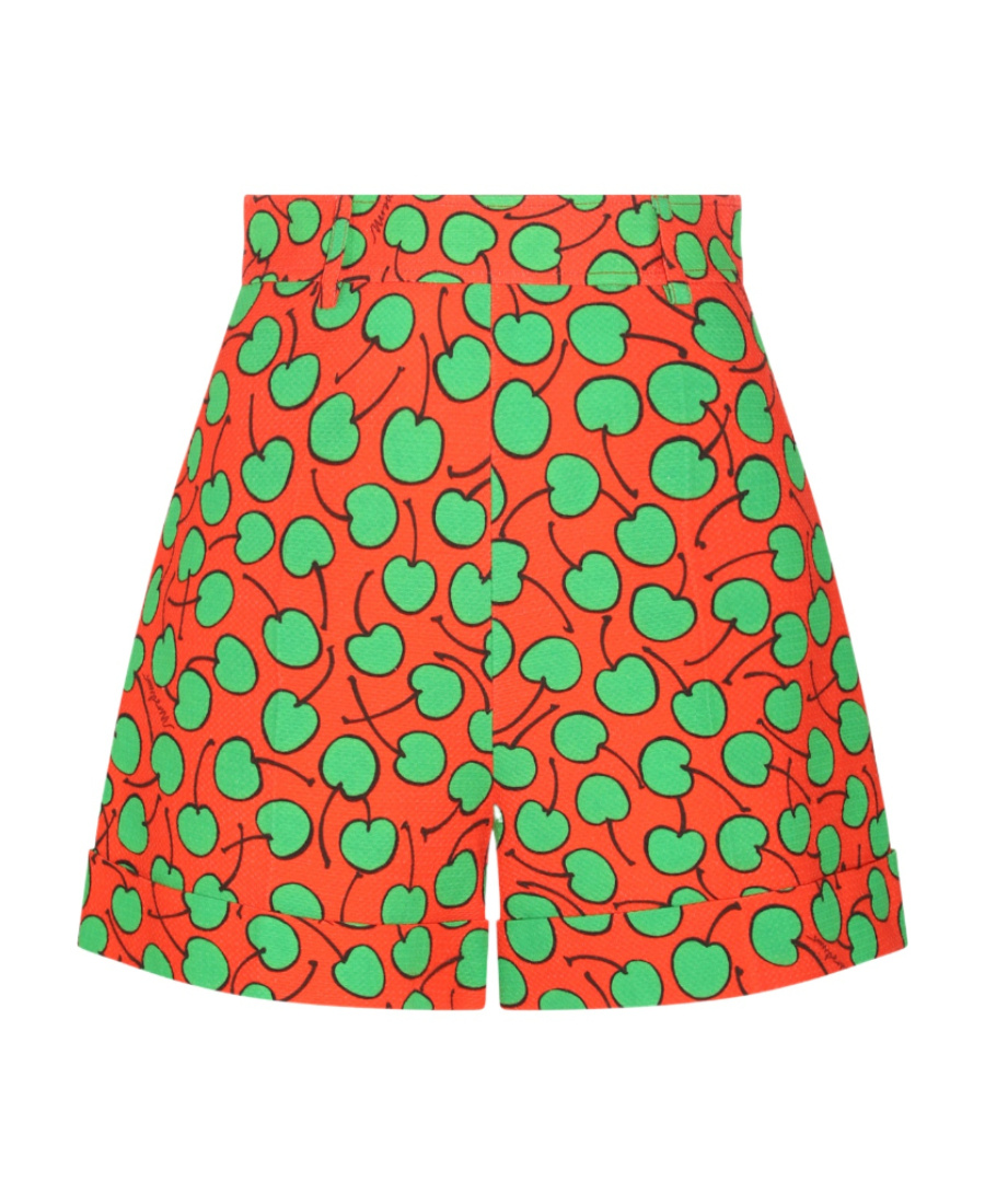 Moschino Cherry Print High Waist Shorts In Green