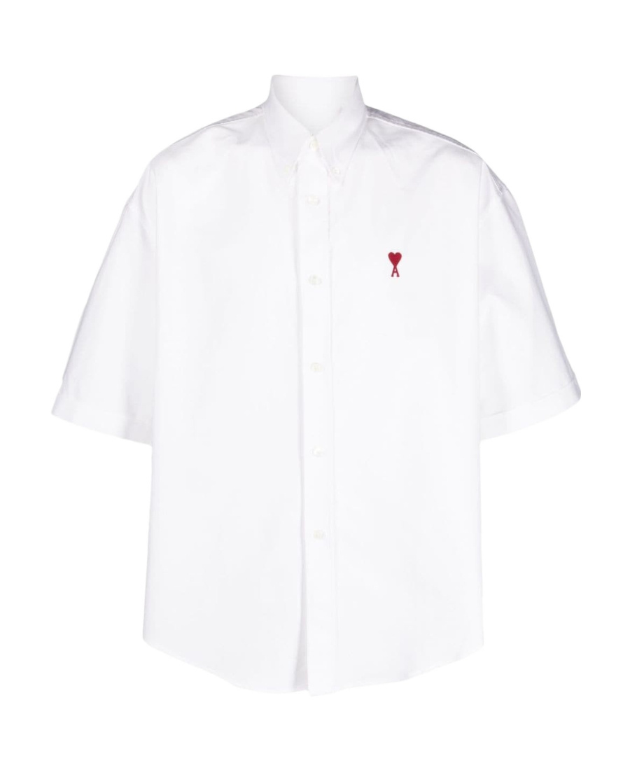 Ami Alexandre Mattiussi Ami Paris Chalk White Cotton Button Down Shirt In White