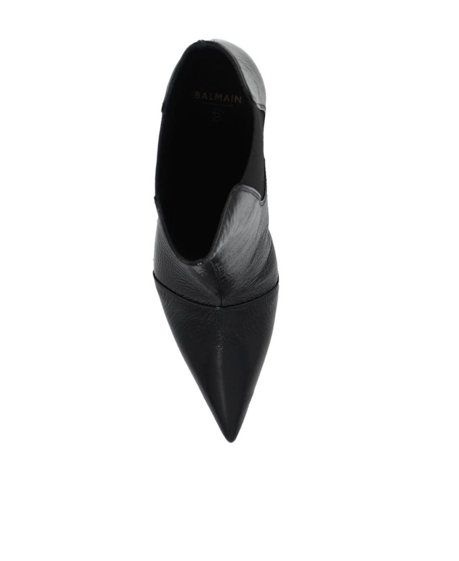 Balmain Sculpted-heel Patent-finish Leather Boots In Black
