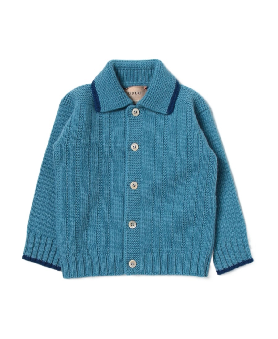 Gucci Ribbed-knit Wool Jacket In Blue
