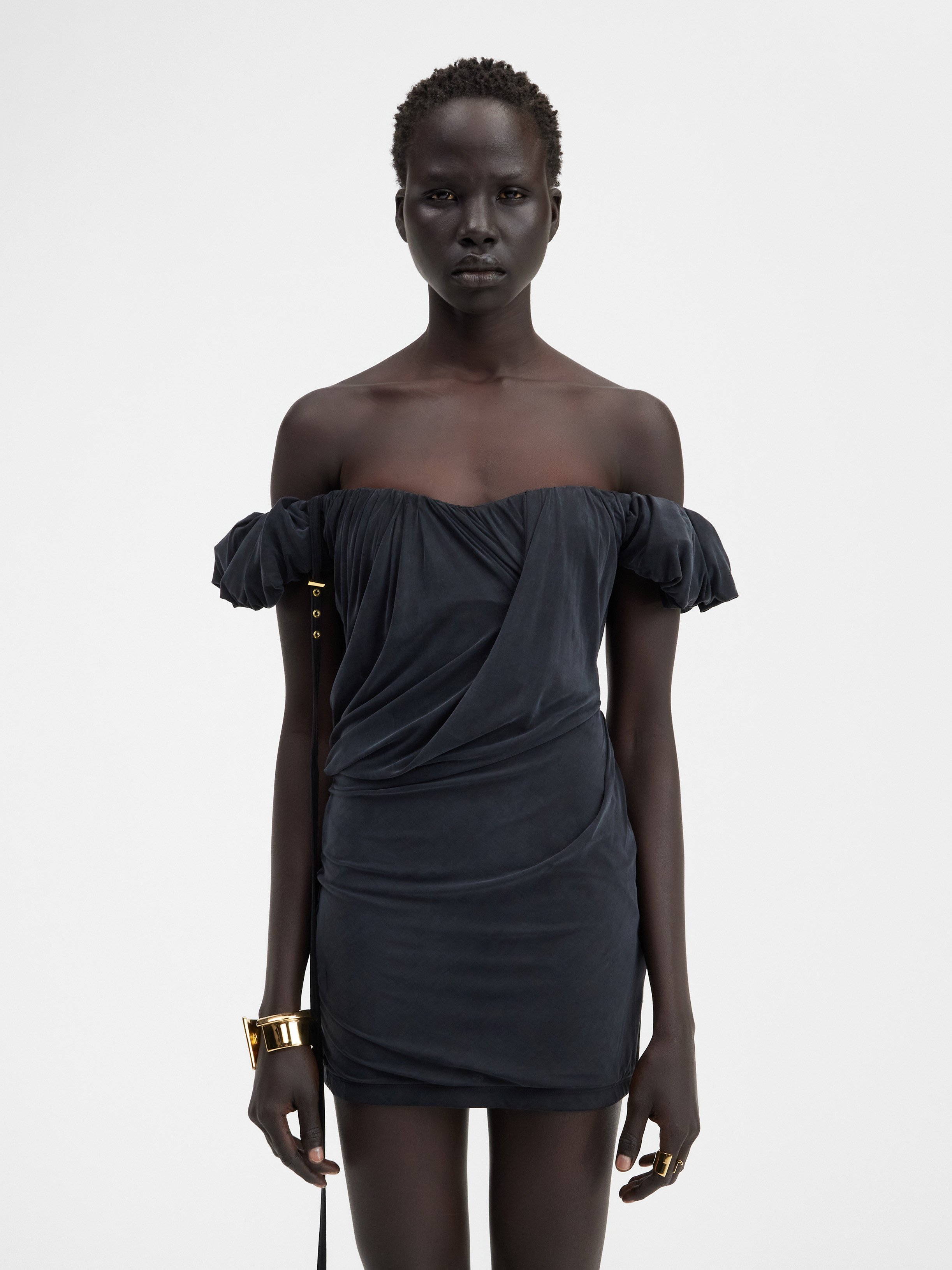 Jacquemus La Robe Ciceri Draped Minidress In Black