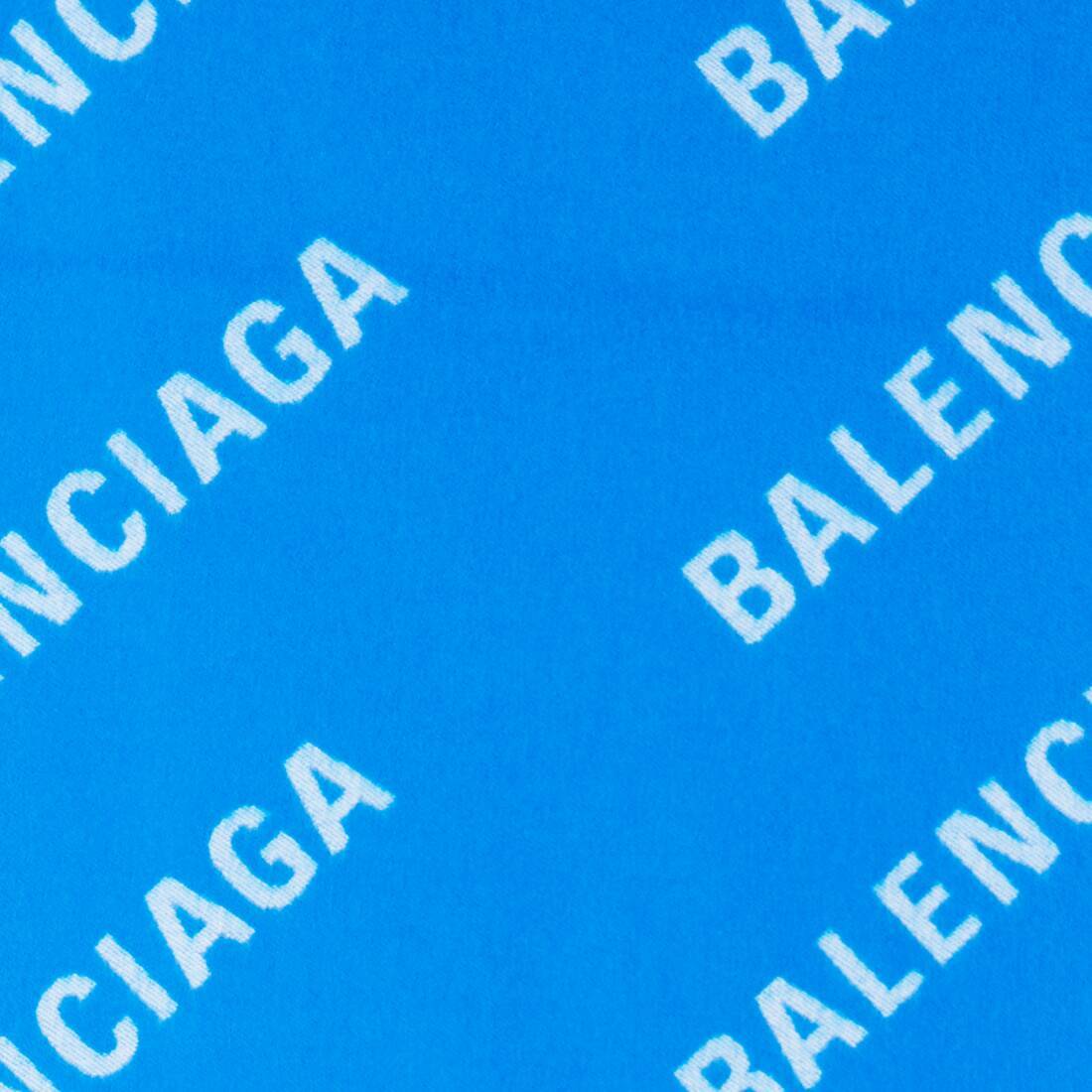 Balenciaga Logo-knit Wool Scarf In Blue