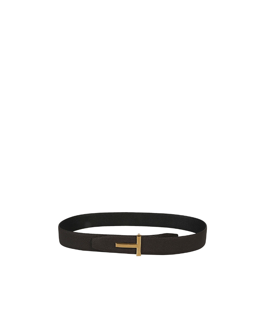 Tom Ford Ridge T Leather Belt In Black