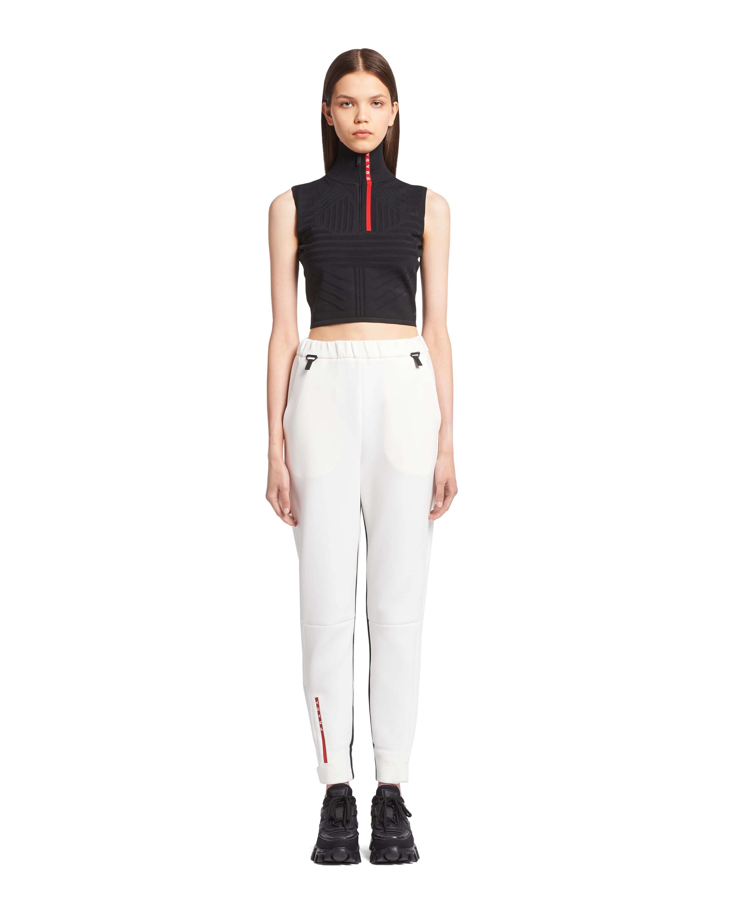 Prada Back Pleat Cropped Pant In White