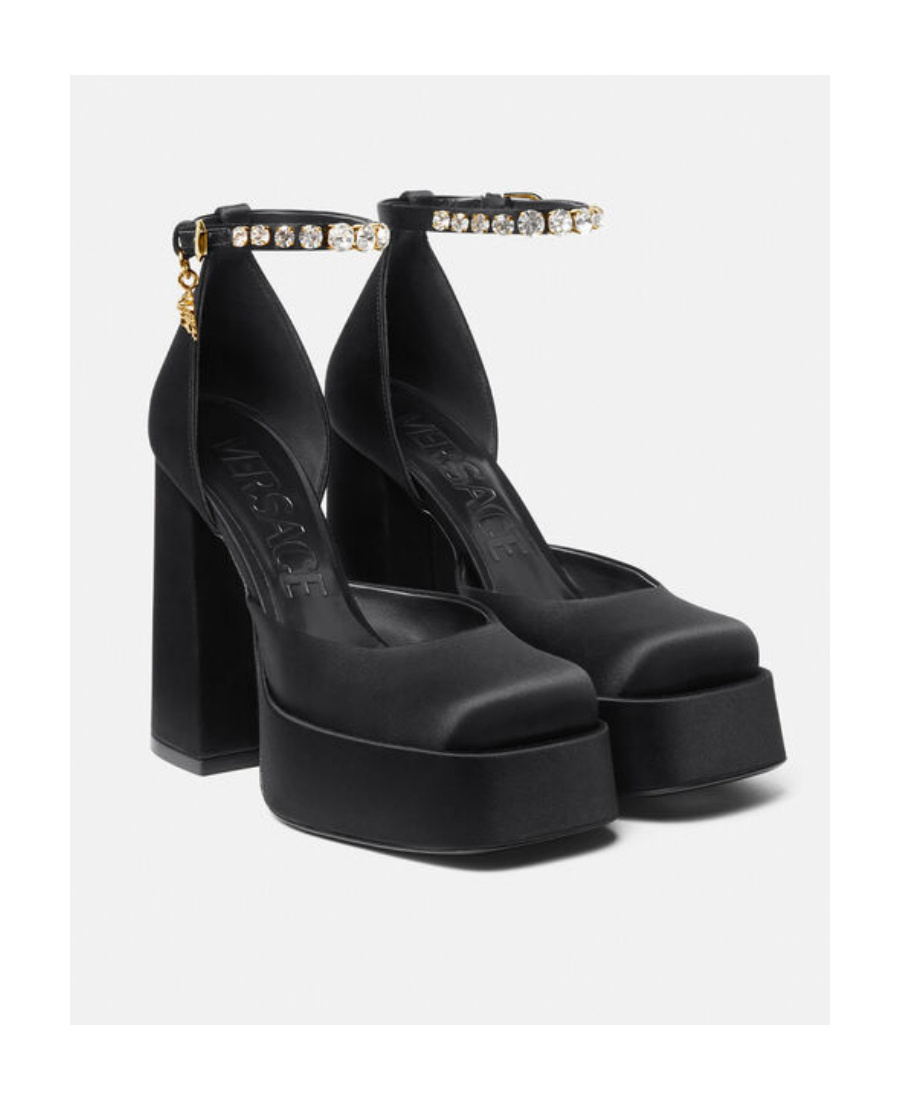 Versace Medusa Aevitas 120 Platform Pumps In Calf Leather In Black