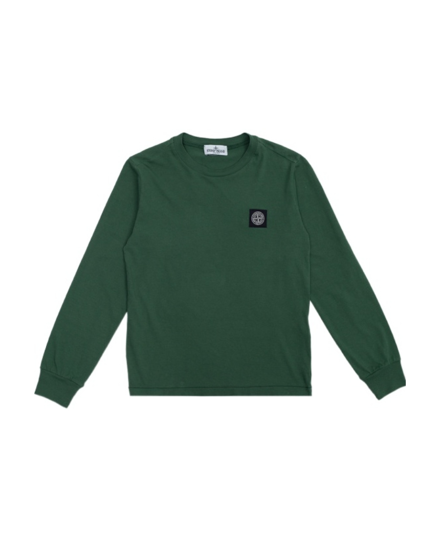Stone Island Logo-patch Crew Neck Sweatshirt In Green