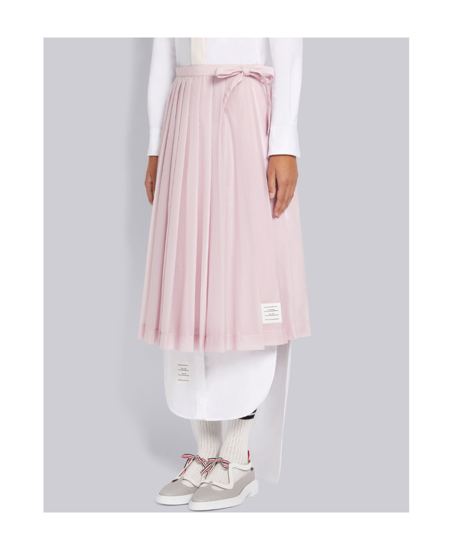 Shop Thom Browne Pleated Midi Skirt In Pink
