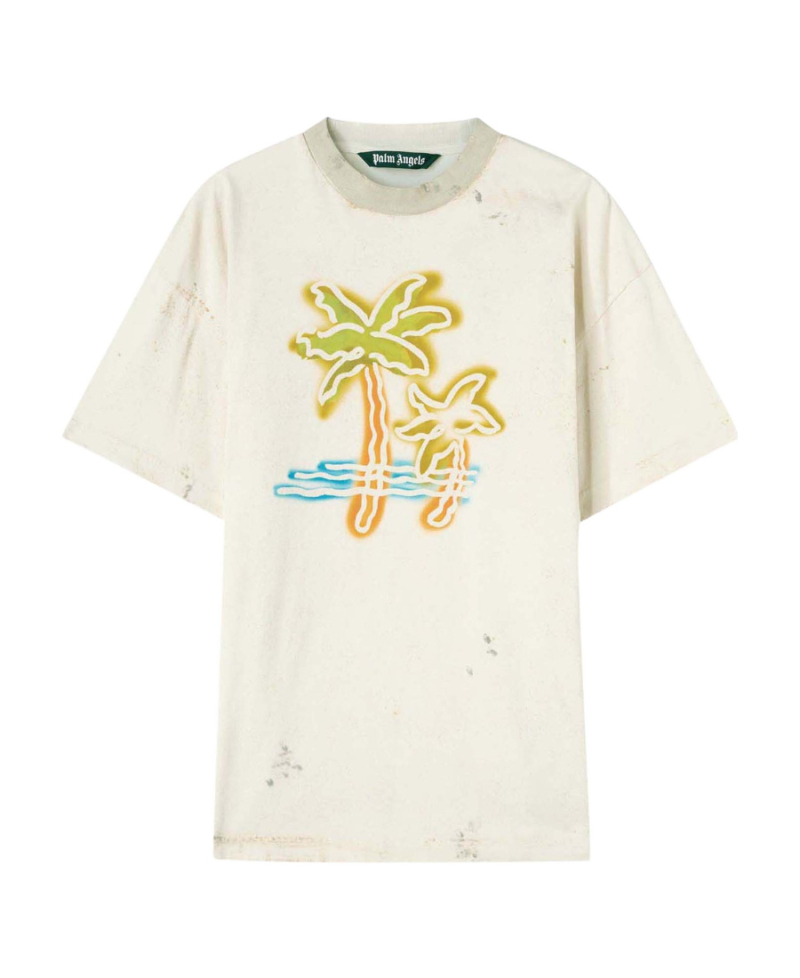 Palm Angels Logo-print Cotton T-shirt In White