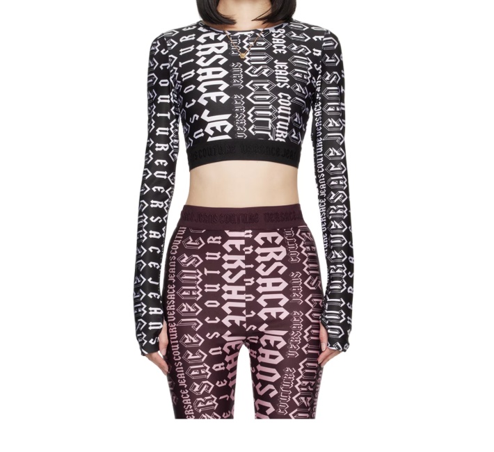 Versace Jeans Crew Neck Long Sleeve T-shirt In Black
