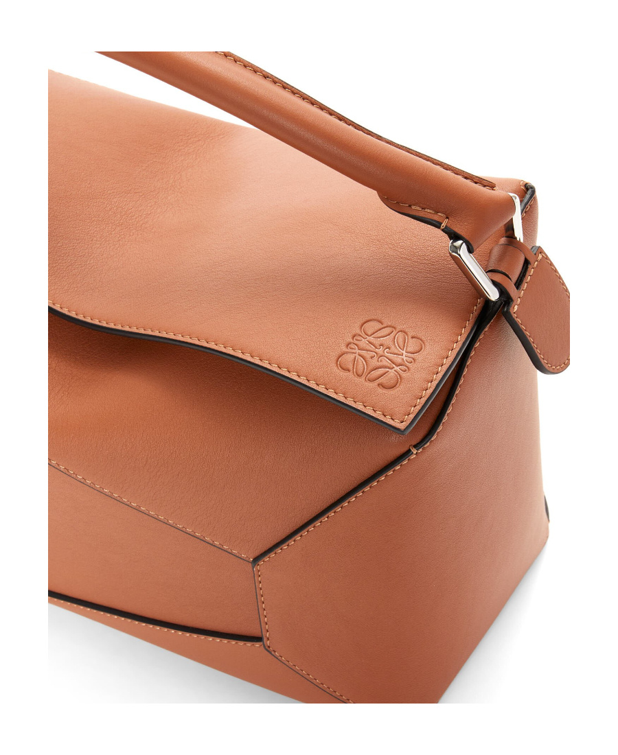 Loewe Puzzle Edge Zip-up Top Handle Bag In Brown